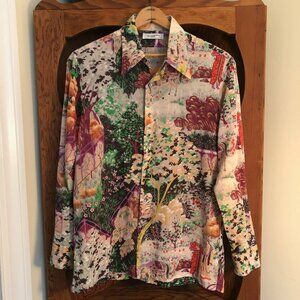 Cotton Garden Print Button Down Shirt (L)